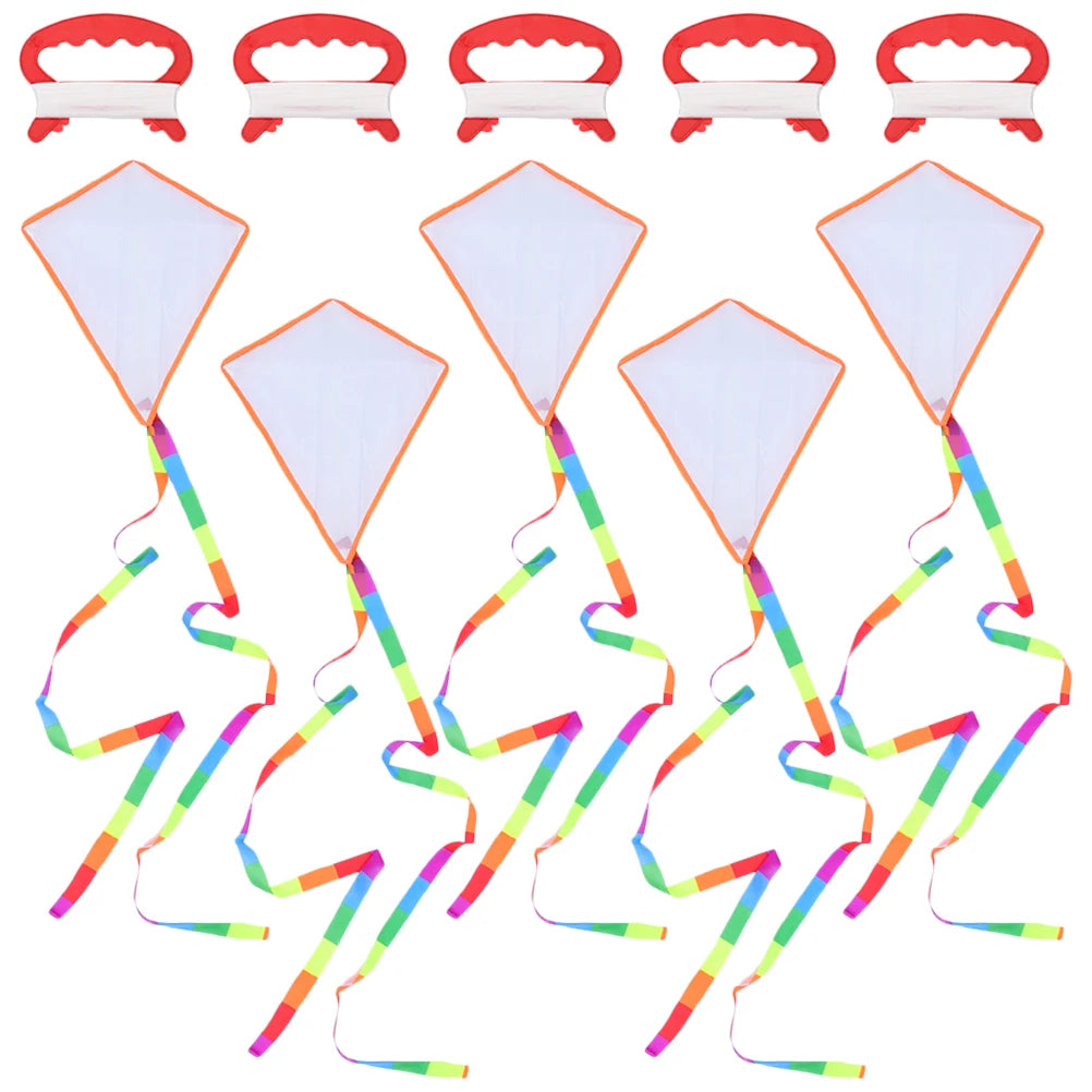 5 Sets DIY Kite Kids Crafts Toys 30m Line Board Blank Mini Teaching Kites for Toddlers Outdoor Handmade Project Kit