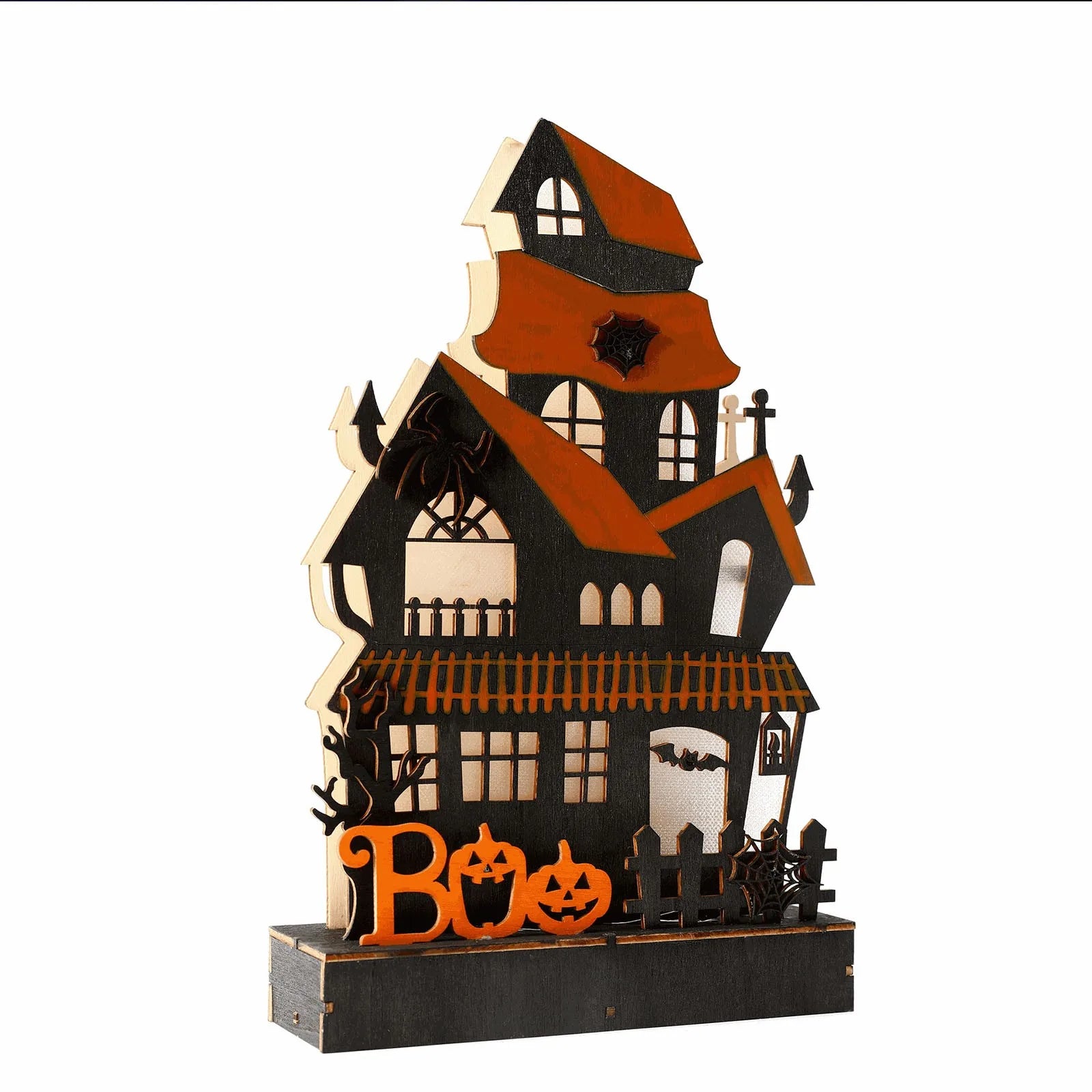 Halloween Wooden Table Lighting, Ghost Haunted House Luminous Ornaments, Halloween Table Decorations Halloween LiquidacióN