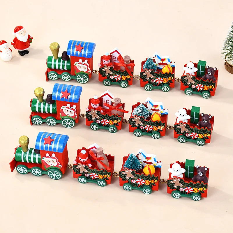 Christmas Wooden Train Merry Christmas party Decorations Home Desktop Ornament Xmas Navidad Noel Kids Gift New Year 2025 Gifts