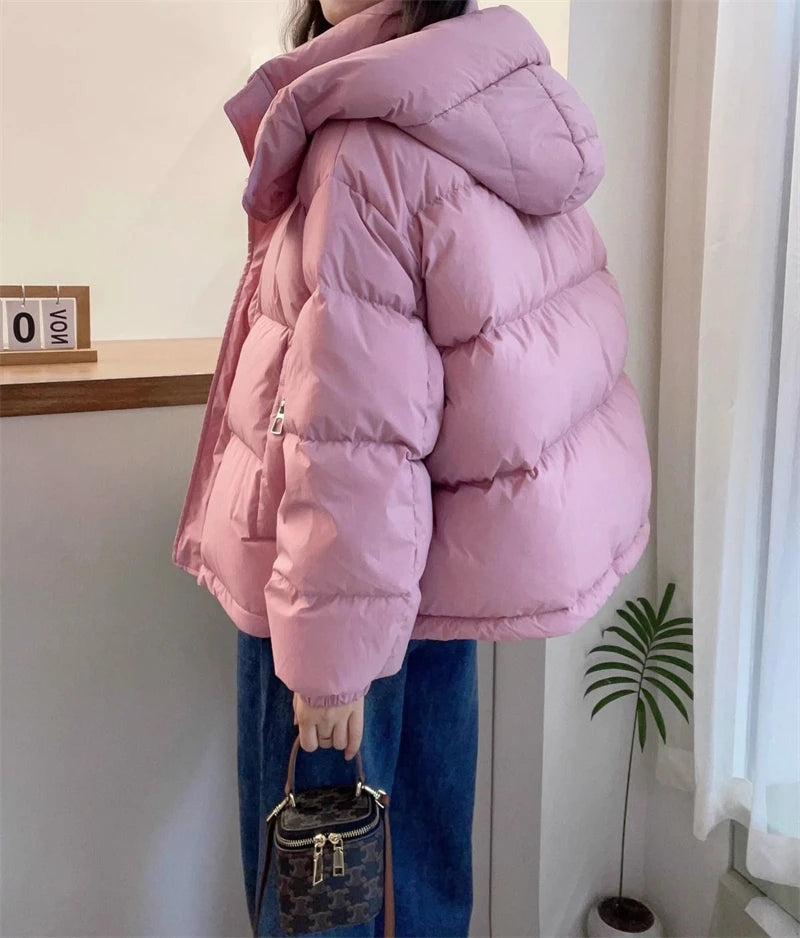 2024 New Winter Jacket Women Puffer Warm Parkas Female Long Sleeve Casual Cotton Padded Jacket Hooded Snow Wear Coat Outwear