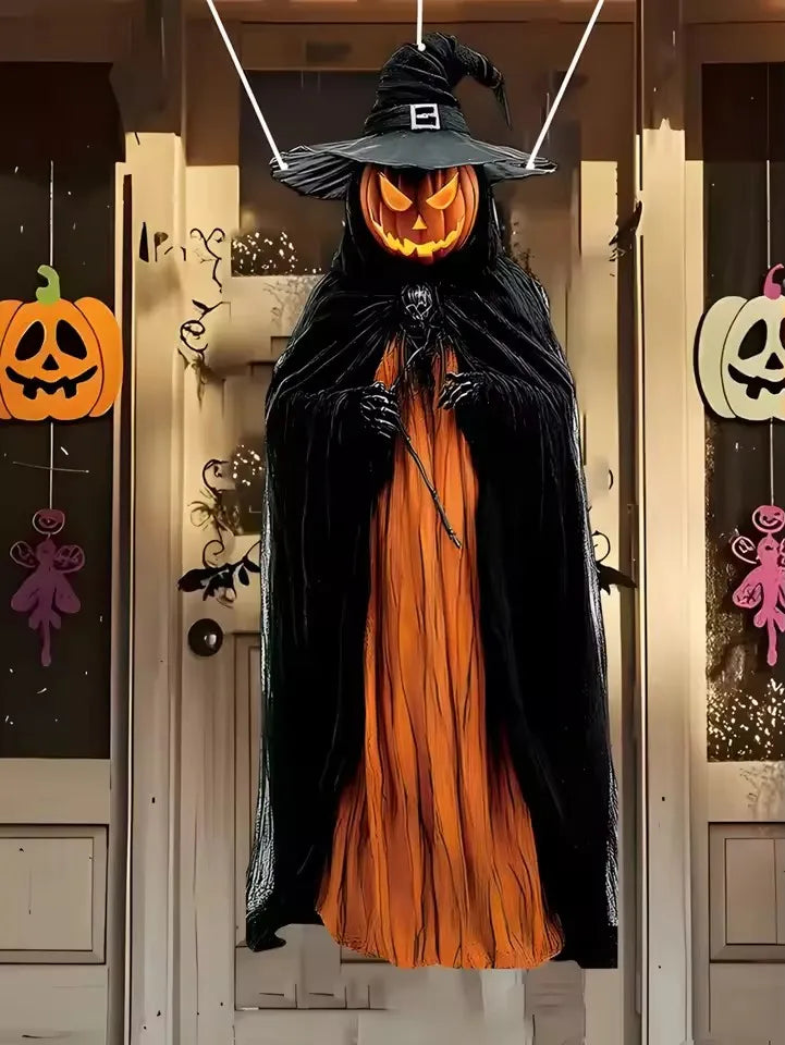 2D Halloween Horror Evil Pumpkin Man Hanging Background Cloth Halloween Terror Atmosphere Indoor and Outdoor Decoration Supplies