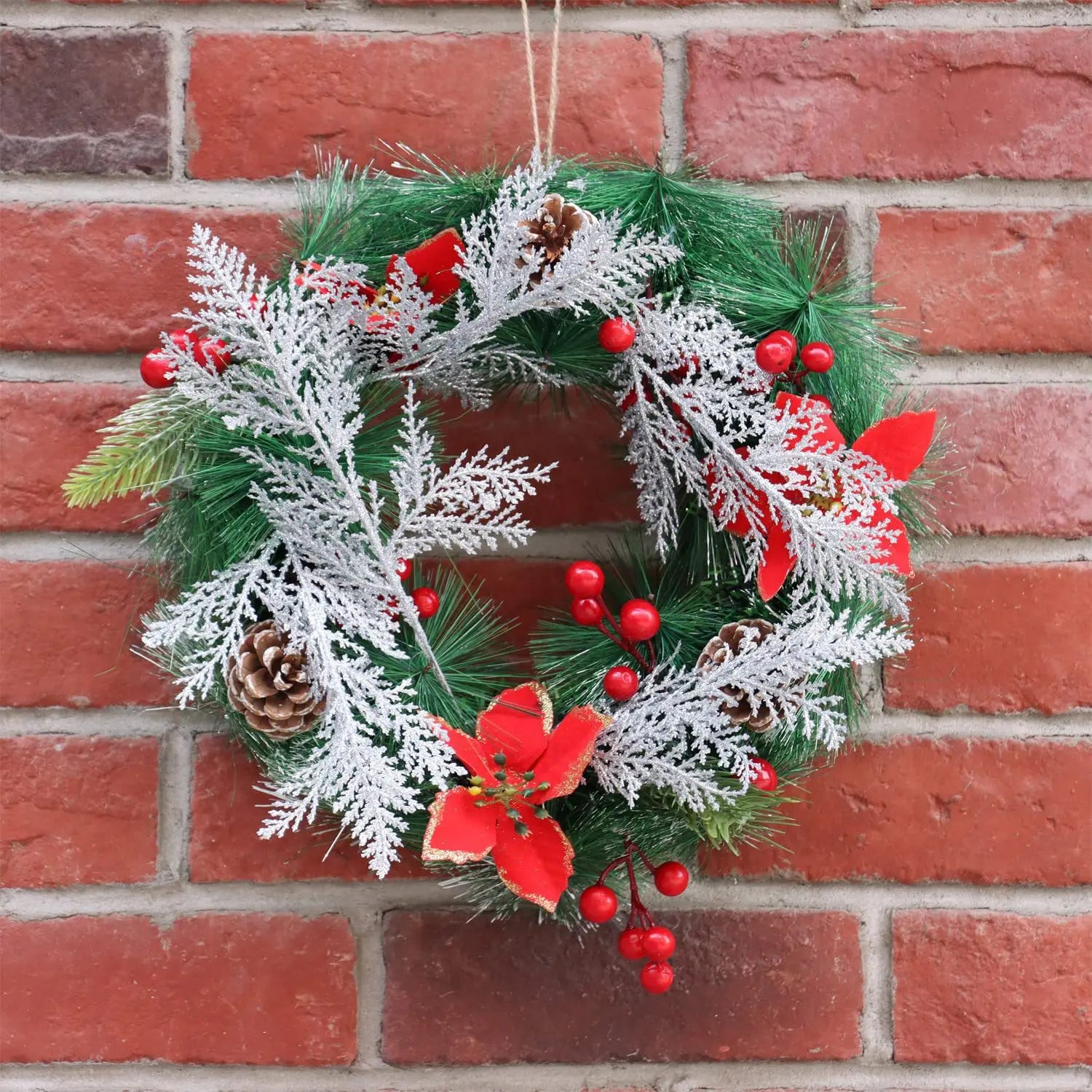 Christmas Decoration Glitter Branches Berries Artificial Flower Bouquet Christmas Tree Ornaments for Home New Year 2025 Navidad