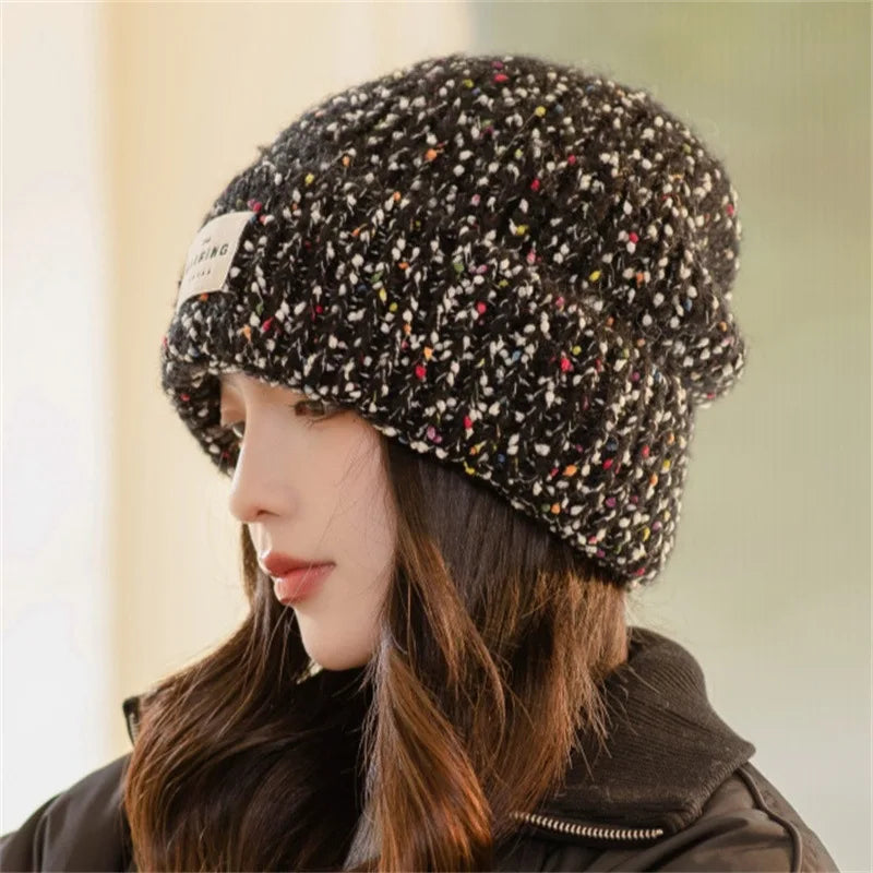 Winter Hats For Women Beanie Baggy Cap Knitted Ear Protection Keep Warm Windproof Casual Cold Proof Bonnet Winter Cap Candy