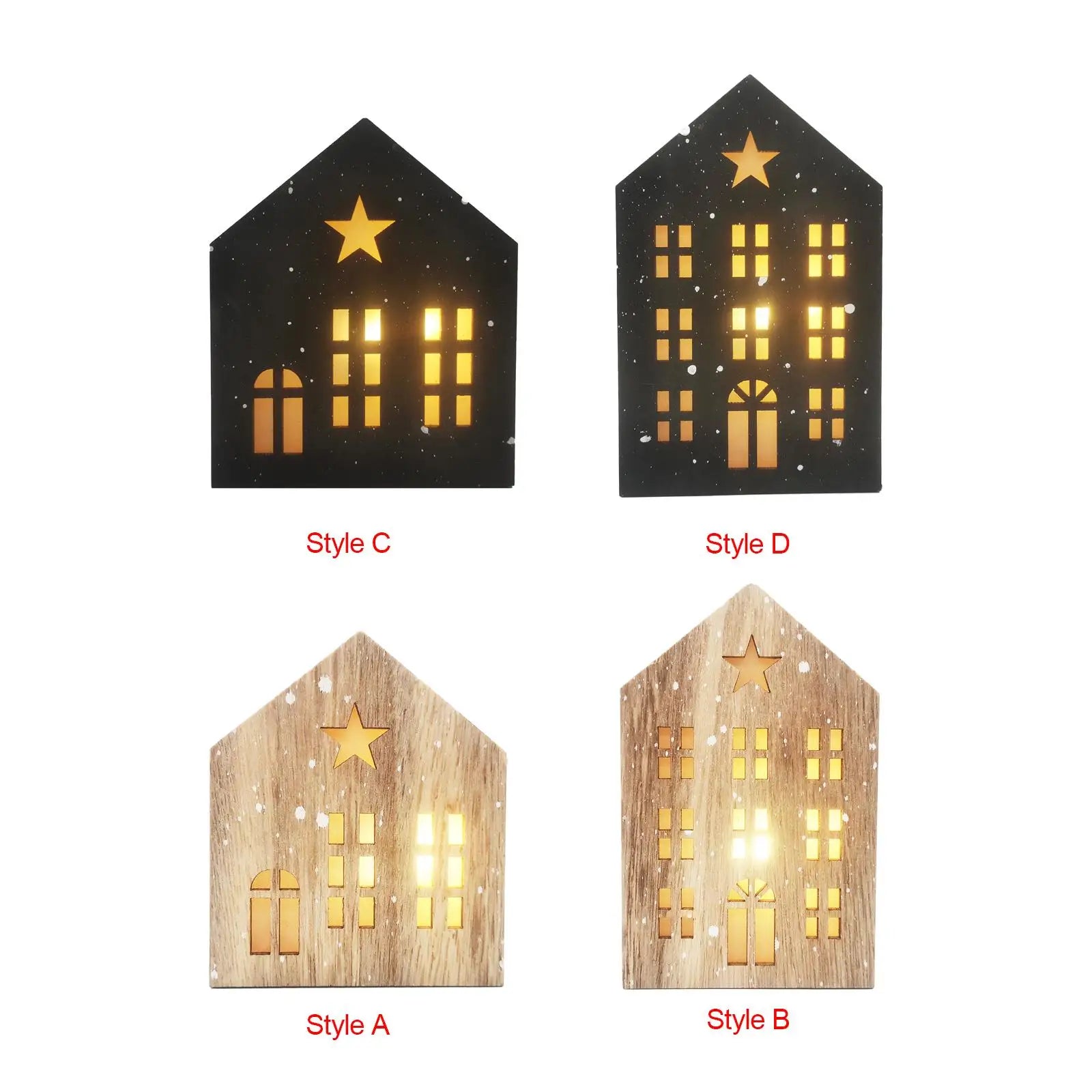Christmas Glowing House Wooden Crafts Wooden Cabin House Shape Lighting Ornaments Office Desk Bookshelf Decorations