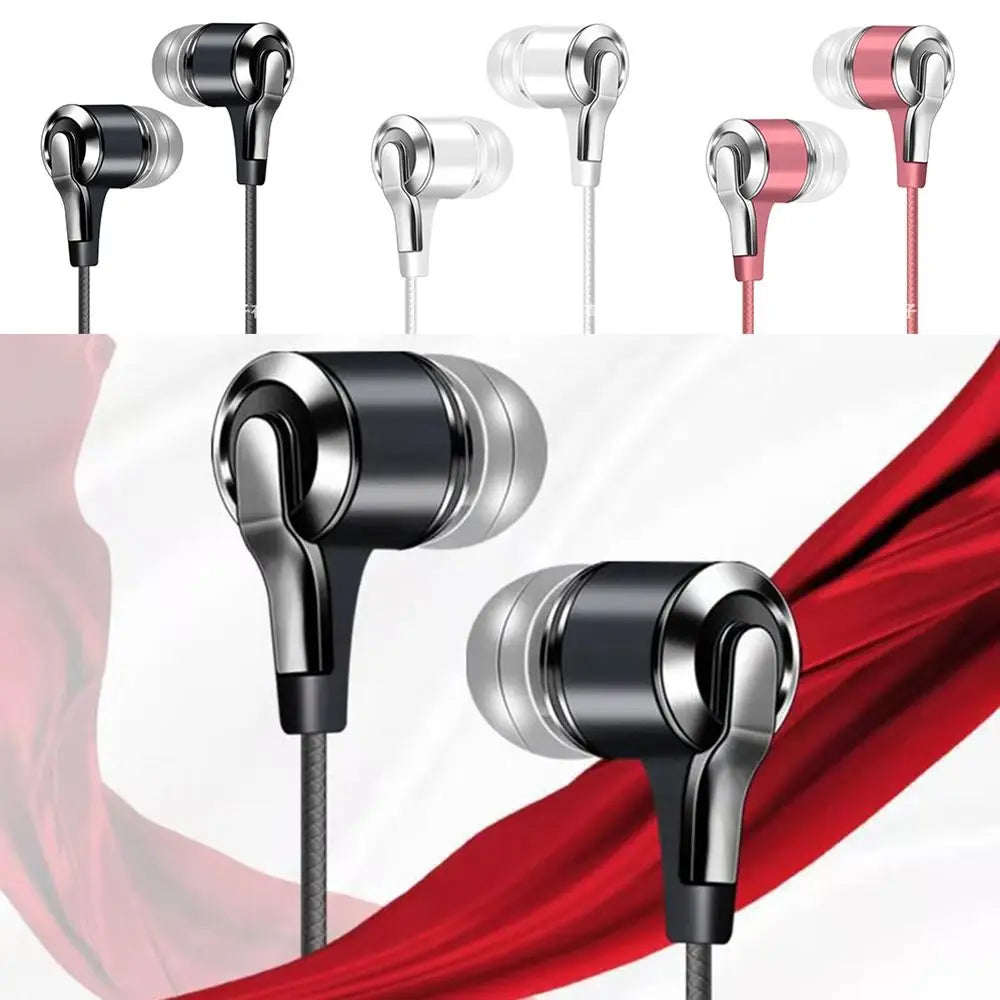 Wired Headphones 3.5mm Sport Earbuds Heavy Bass Wire Controlled In-ear Phone Earphones Stereo Headset with Mic Music Gaming