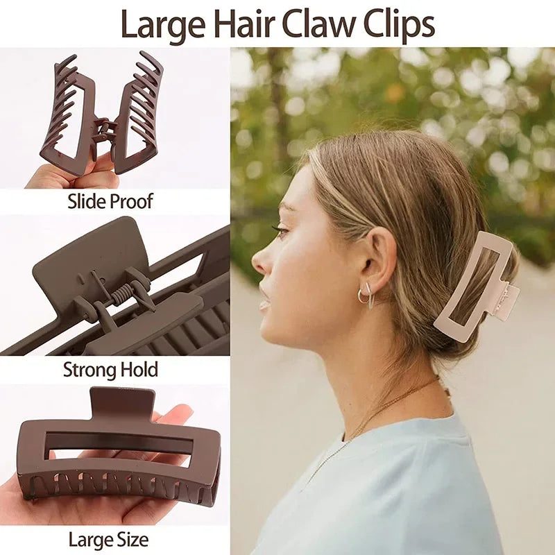 Fashion Hair Accessories Gifts 4Pcs Set Women Girls Claw Clips Coffee Black Hair Claw Nonslip Crab Hairpins Barrette