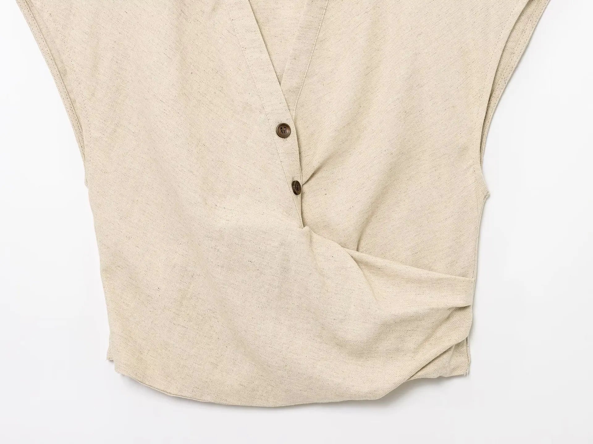 2025 New Women's Suit Summer Suit Casual Simple Multifunctional Pleated Lapel Sleeveless Short Top Paired with Buckle Slit Skirt