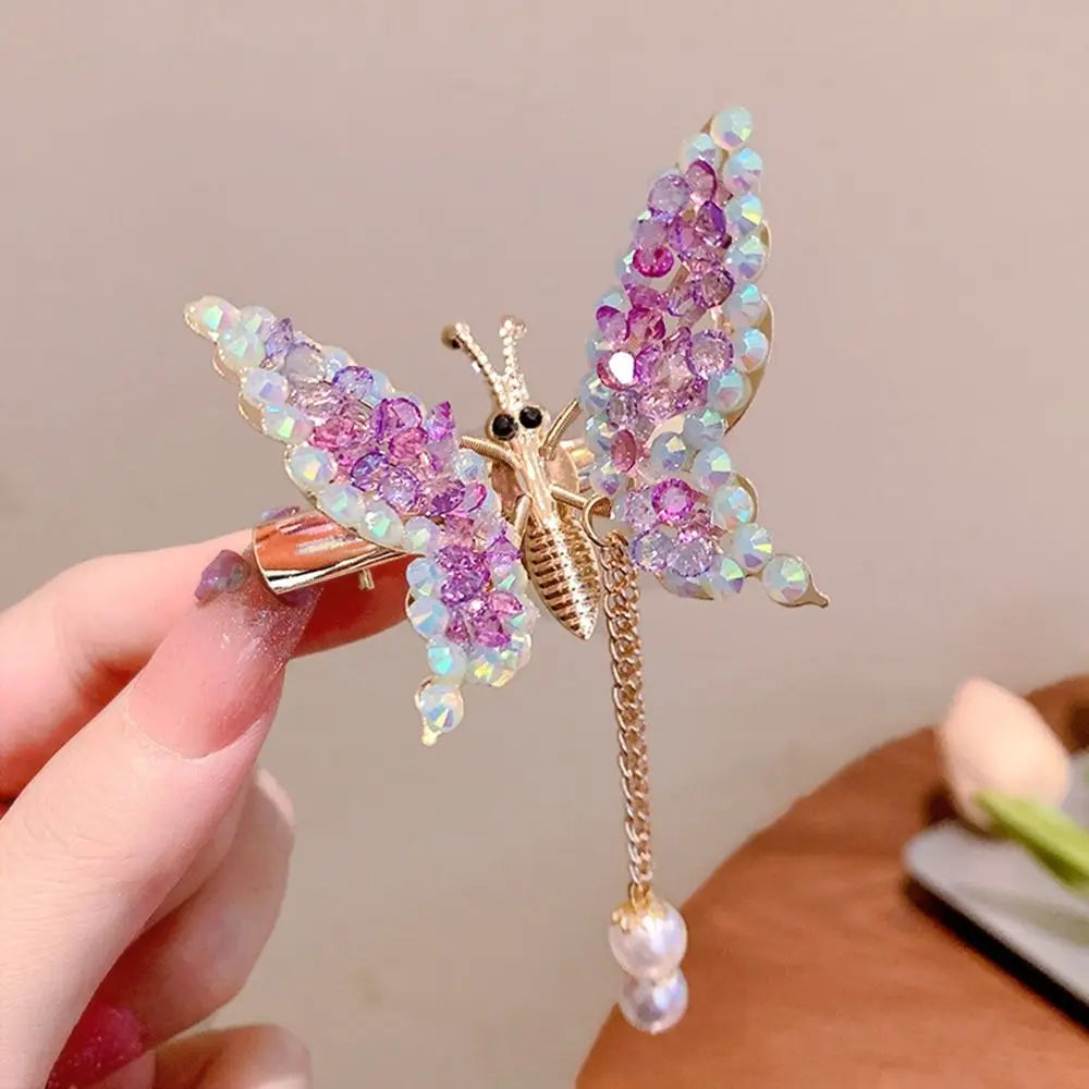 Hair Accessories For Women Hair Styling Tassel Butterfly Hairpin Headwear Shiny Hair Clips Flying Barrette Hair Clip