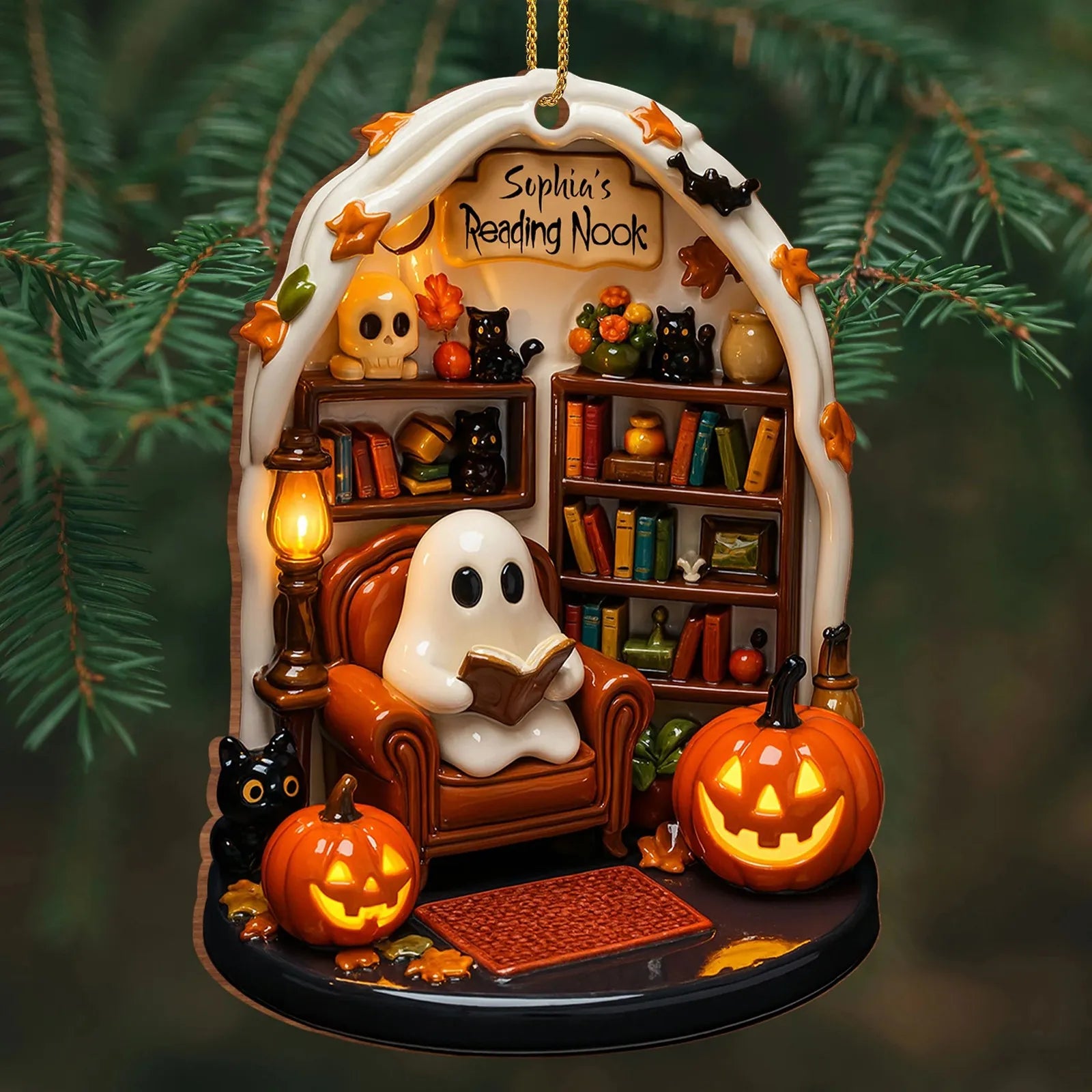 Halloween Ghost Reading 2D Flat Ornaments Festival Atmosphere Theme Party Decorative Supplies Creative Home Decorative Gift
