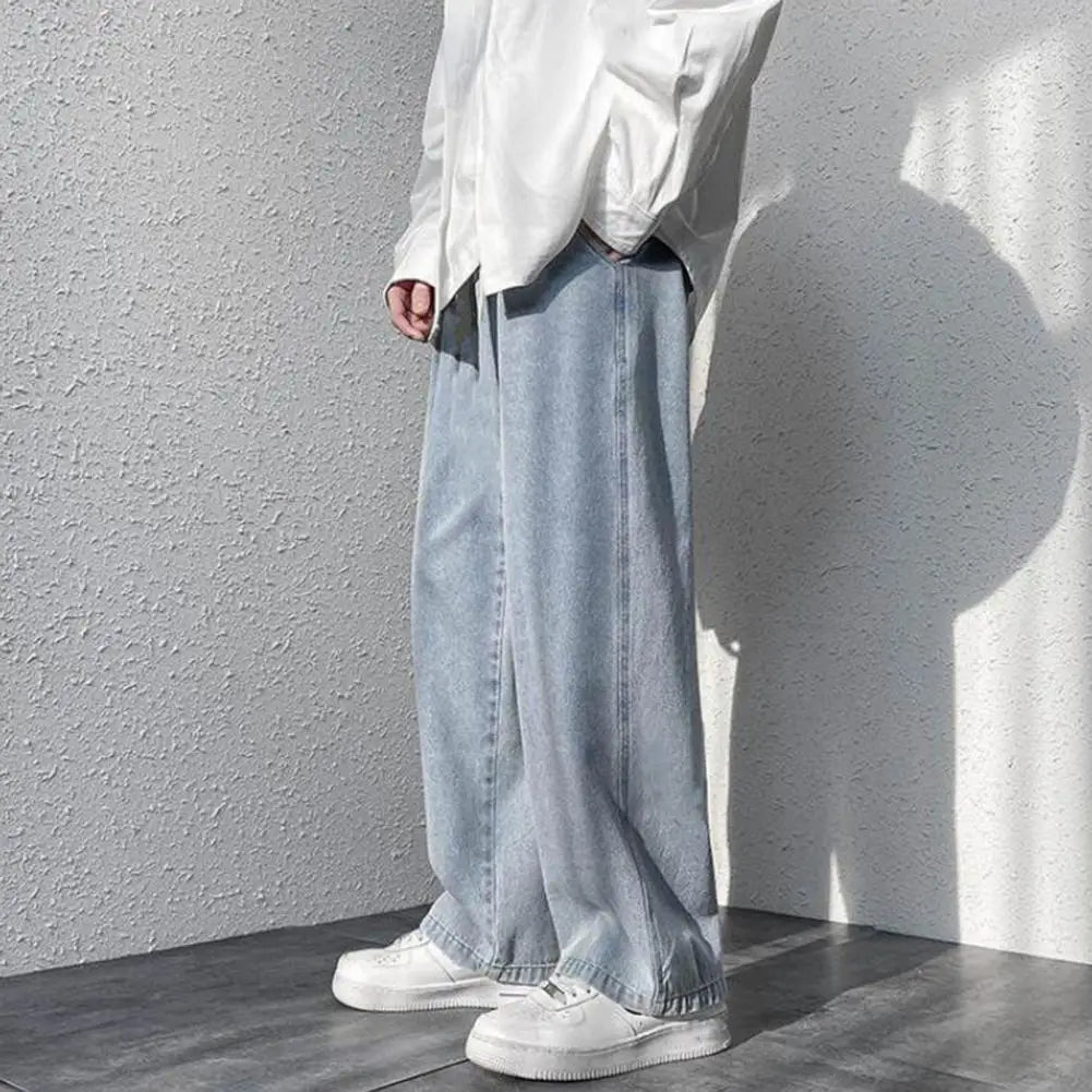 Straight-legged Men Jeans Men Denim Overalls Men's Wide Leg Baggy Jeans Retro Streetwear Fashion for Outdoor Travel Korean Style