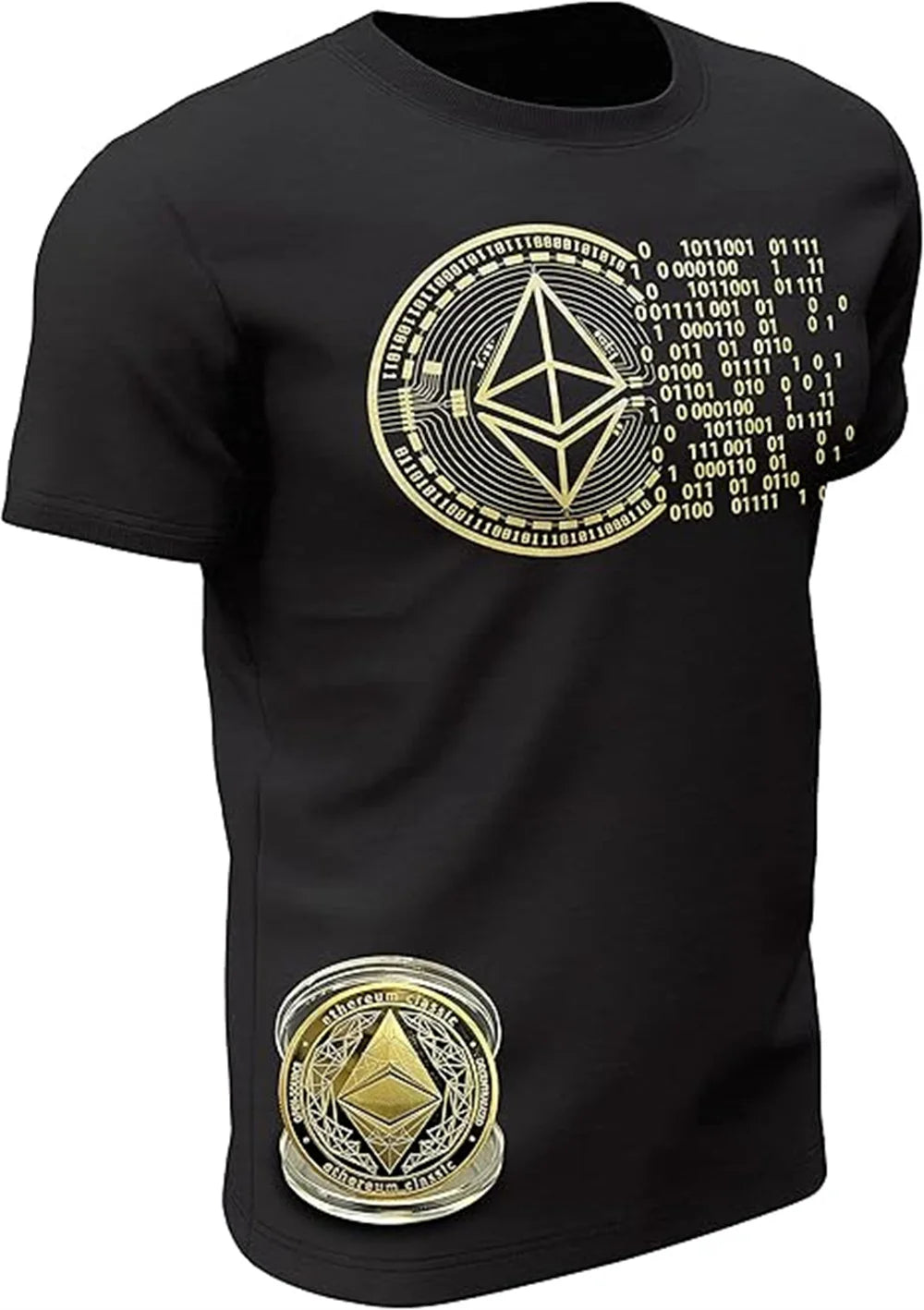 Men's Fitness T-shirt Street Trend Tough Muscle Men Bitcoin Printed T-shirt Gym Outdoor Sports Casual Short Sleeve T-shirt