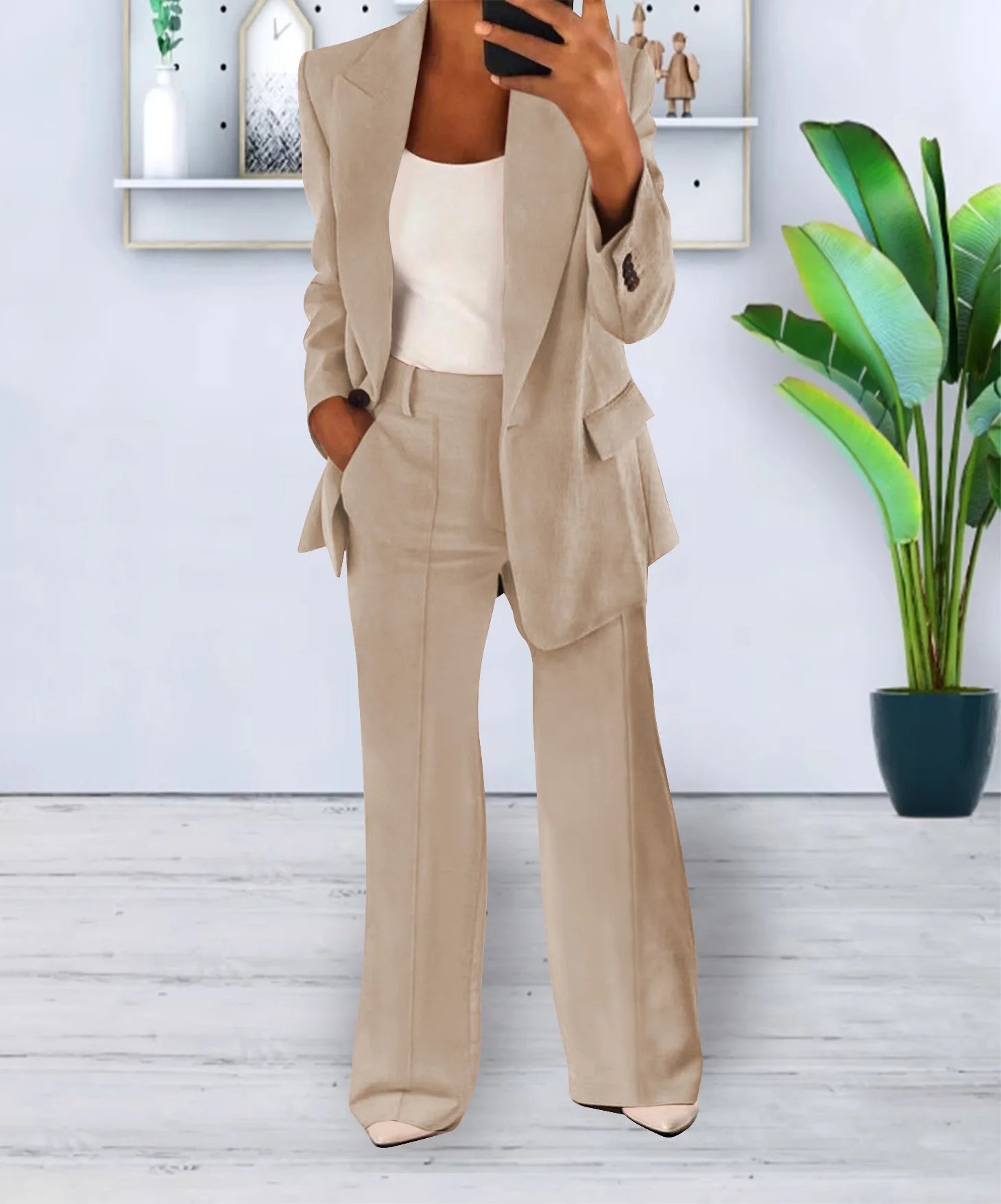 Women Spring Autumn Suit 2 Piece Sets Long Sleeve Jacket Coat High-Waisted Trousers Business Suit Office Ladies Pant Sets Outfit
