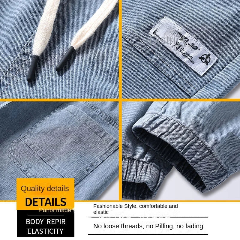 Men's Jeans Korean Fashion Loose Spring Autumn 2022 New Style Tied Leg Track Men's Casual Workwear Harem Streetwear Pants Men