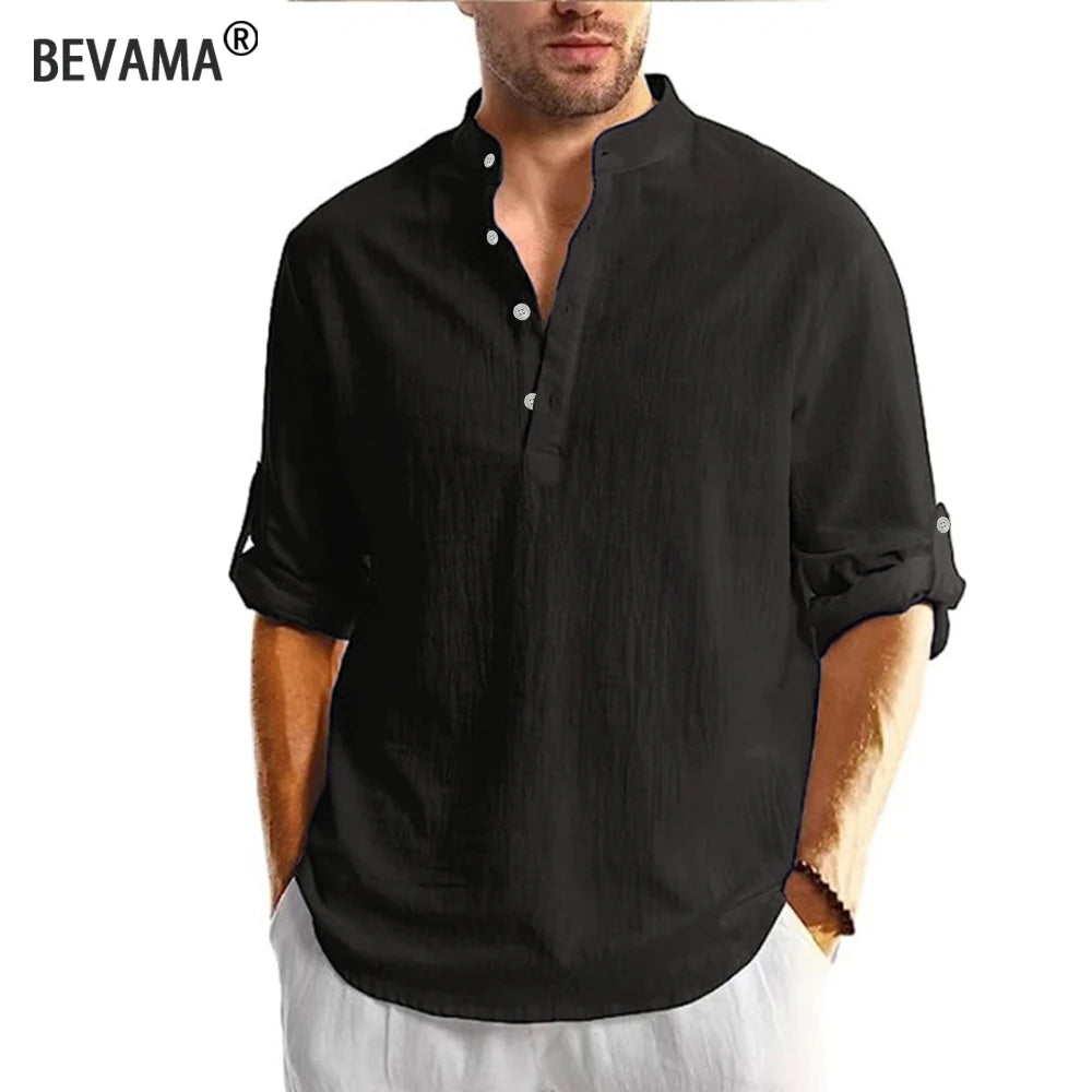 Men's Lightweight Shirts Long Sleeve Henley Collar Casual shirts Men Beach Hawaiian Vacation Shirts Breathable Tshirts