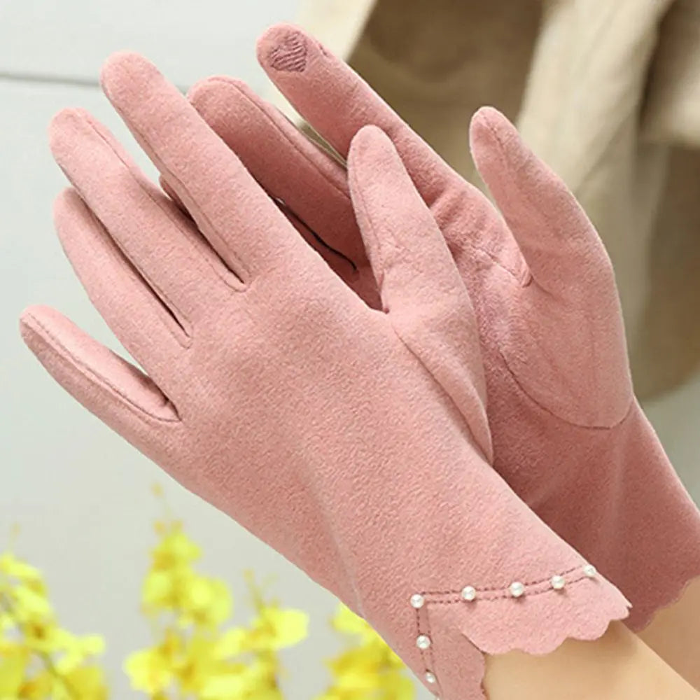 Winter Accessories Full Finger Cold Protection Pearl Women's Gloves Touch Screen Gloves German Fleece Korean Style Mittens