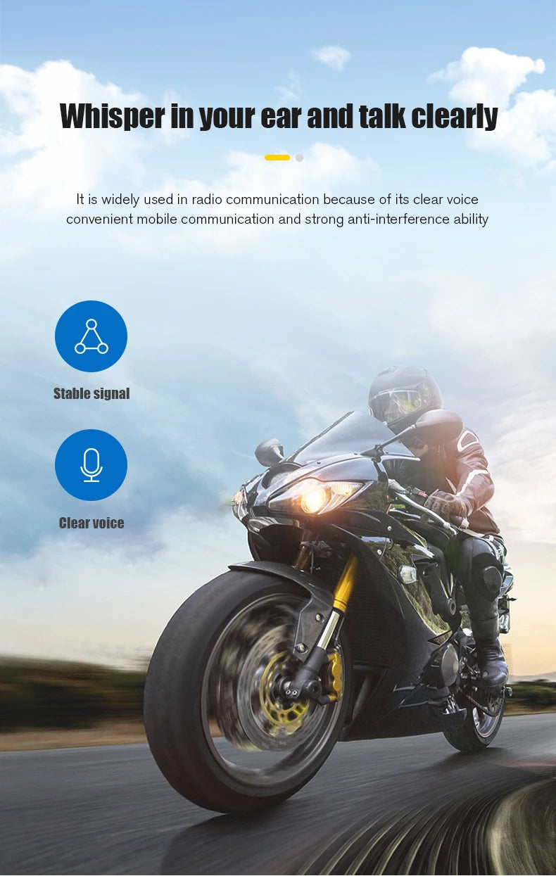 Motorcycle Helmet Earphone Bluetooth Headset Waterproof Voice Assistant Moto Earphone Motorbike Hands Free Wireless Headphone