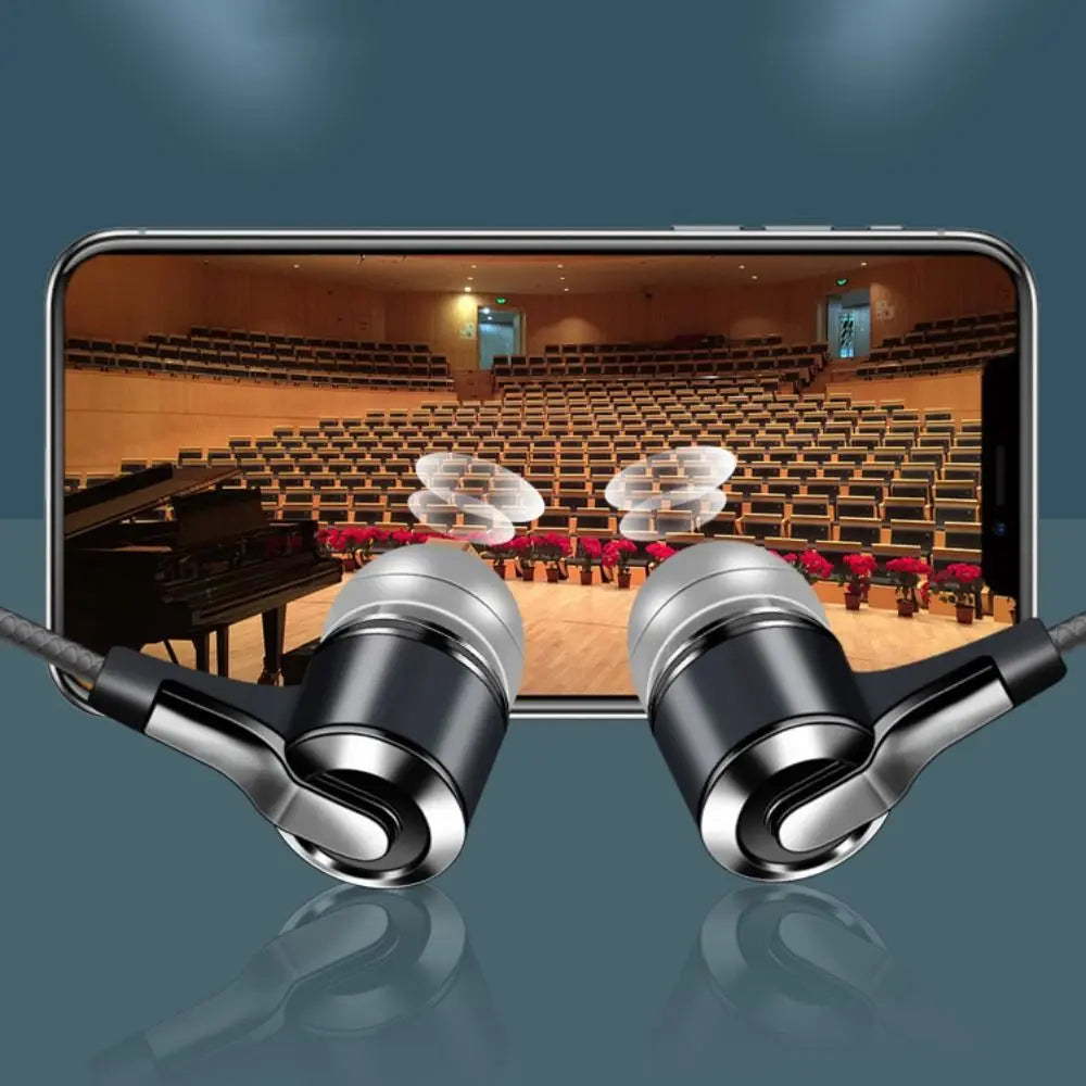 Wired Headphones 3.5mm Sport Earbuds Heavy Bass Wire Controlled In-ear Phone Earphones Stereo Headset with Mic Music Gaming