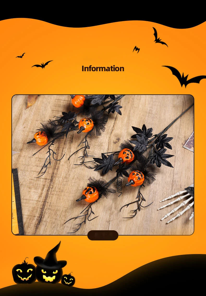 Halloween Party Decor Black Horror Pumpkin Cutting Bouquet For Halloween Festival Prank Party Gift Party Furniture Decoration