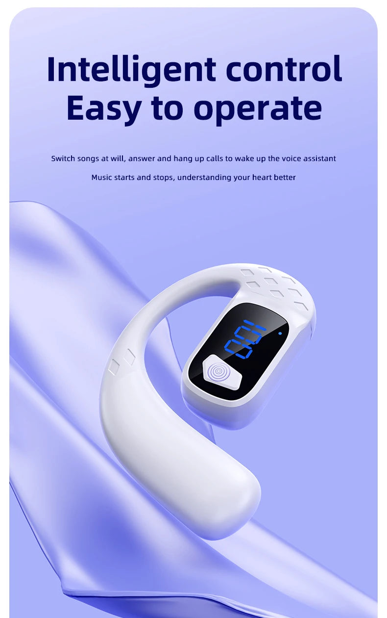 Digital Display Wireless Earphone New Bluetooth 5.4 Headset For Universal Phones Noise Cancelling Sports/Game/Drive Headphones