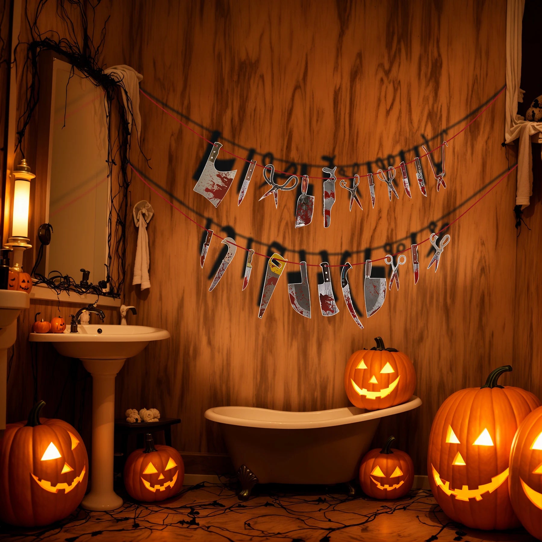 Halloween Decorations, Friday the 13th party, Insane asylum Halloween decorations, Spooky party decor,