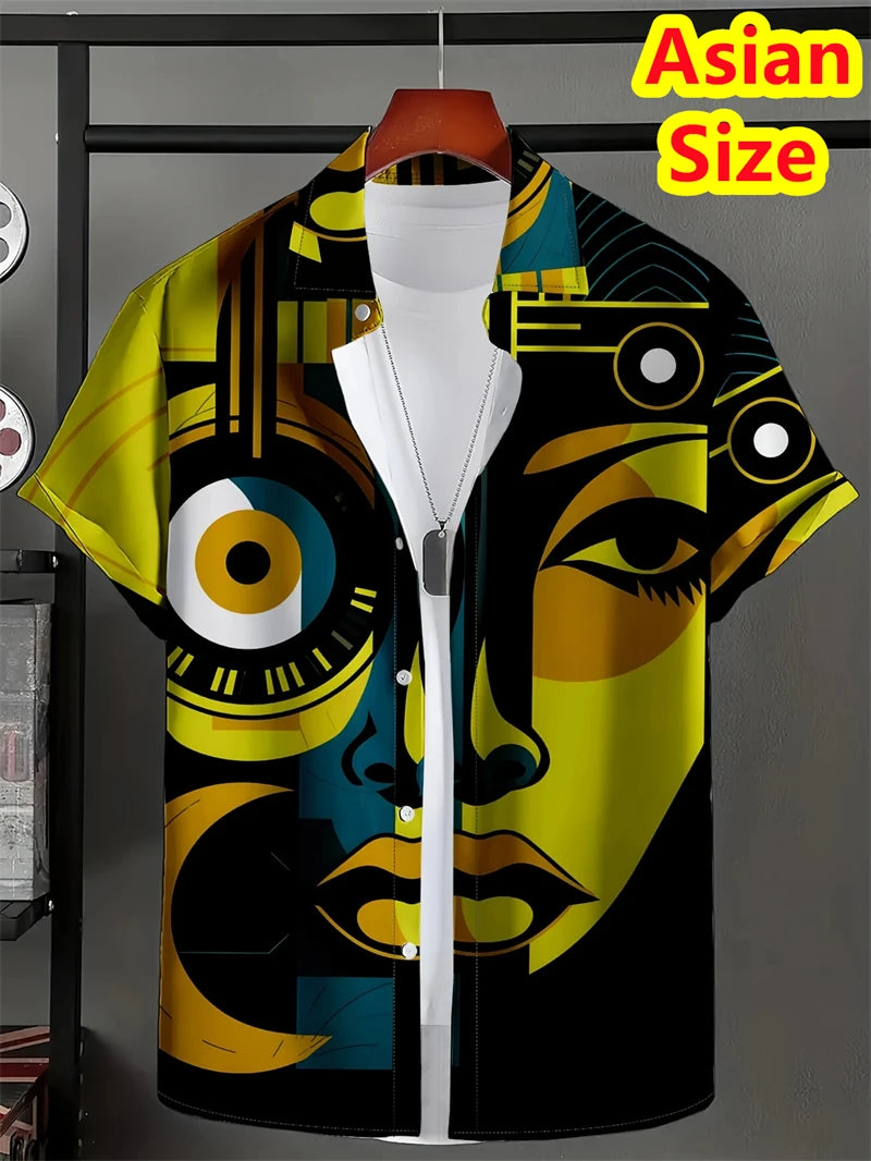 Abstract Men's Shirts Streetwear Beach Male Shirt Short Sleeve Cool Skull 3d Hawaiian Shirt Man 2025 New Tops Women Hip Hop Tops