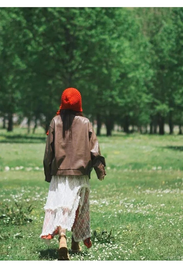 Winter Travel Red Hollow Knit Beanie with Tassel Tie Fashion Hat for Women Cold Weather Accessory