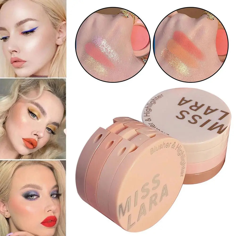 Highlight Powder Matte Blusher Eye Shadow 3 In 1 Face Makeup Natural Palette Multi-color Delicate Shiny Beauty Makeup Cosmetics