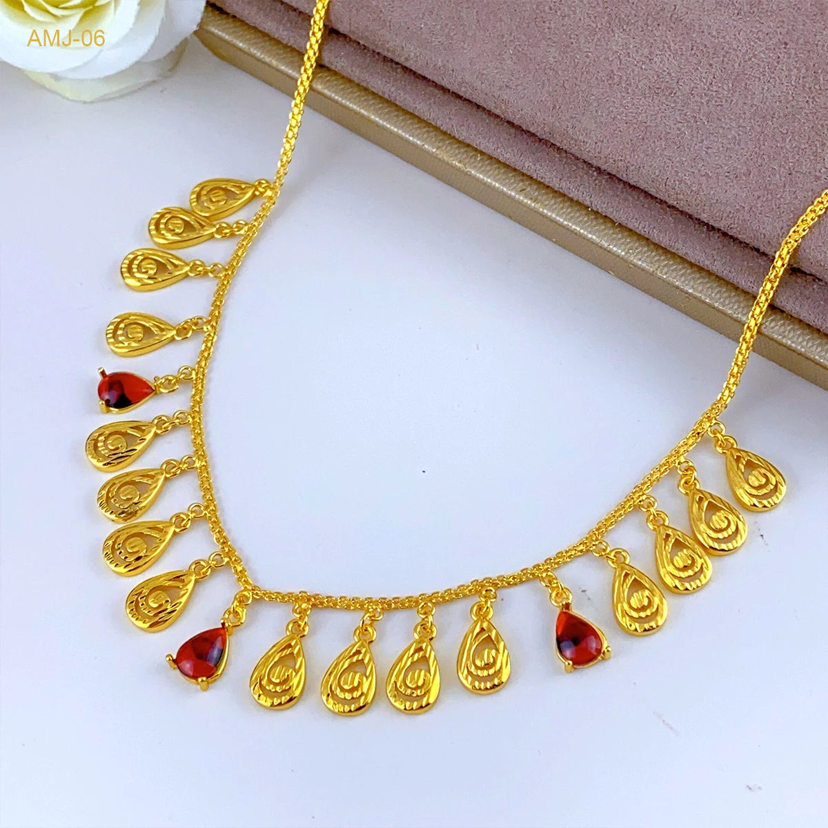ANIID Dubai 24K Gold Plated Tassel Necklace For Women Bride Crystal Jewellery Italian Wedding African Party Gifts Wholesale