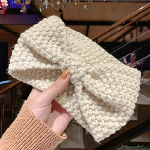 Winter Warm Knit Headbands For Women Knotted Crochet Elastic Hair Band Bandanas Handmade Turban Headwear Hair Accessories