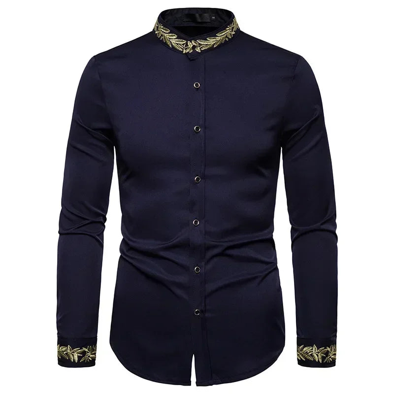 2025 Men's Summer Casual Long Sleeve Shirts Slim Fit Turn Down Collar Shirts Formal Office Business Shirts for Men Tops Big Size