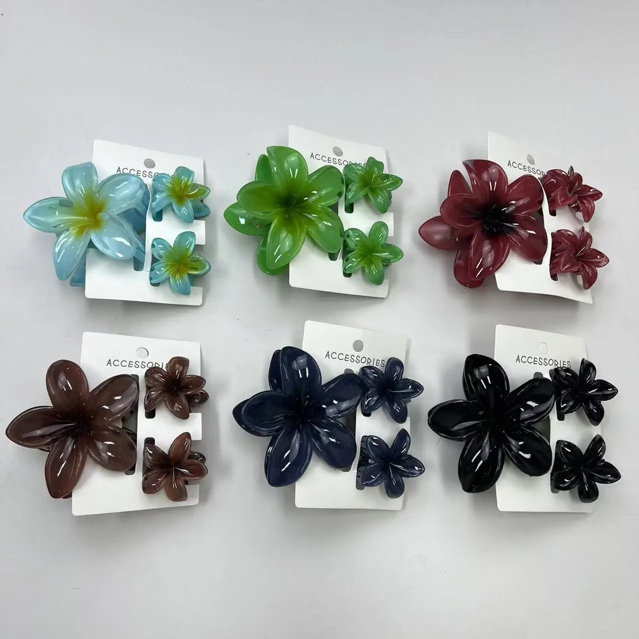 3Pcs/Set Sweet Flower Colroful Gradient Hair Claws Ponytail Cip Clamp Barrettes Hairpins For Women Girl Beach Hair Accessories