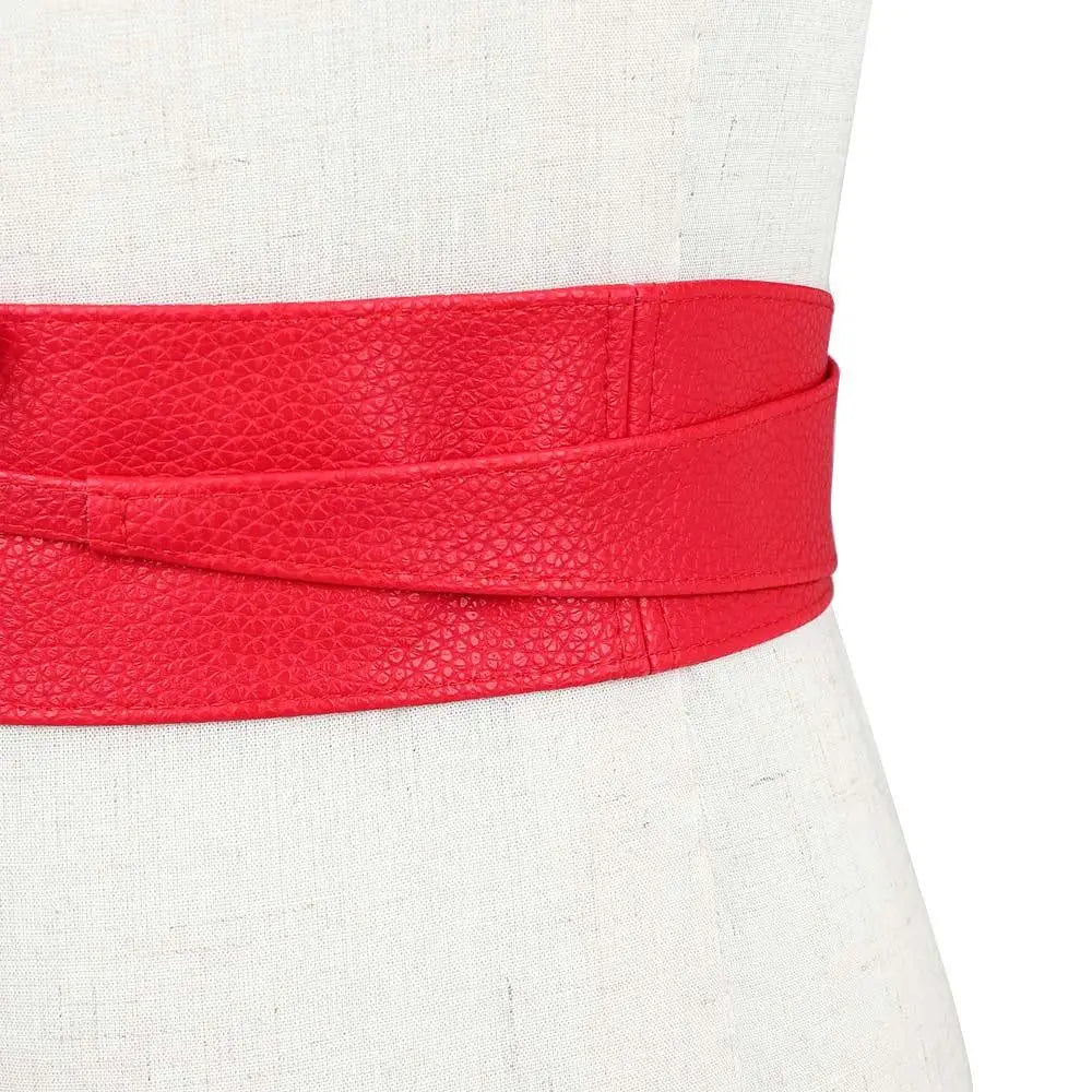 Dress Accessories Soft Leather for Female Elegant Bow Belt Dress Belt Wide Self Tie Wrap Around Waist Band Ladies  Girls Belt