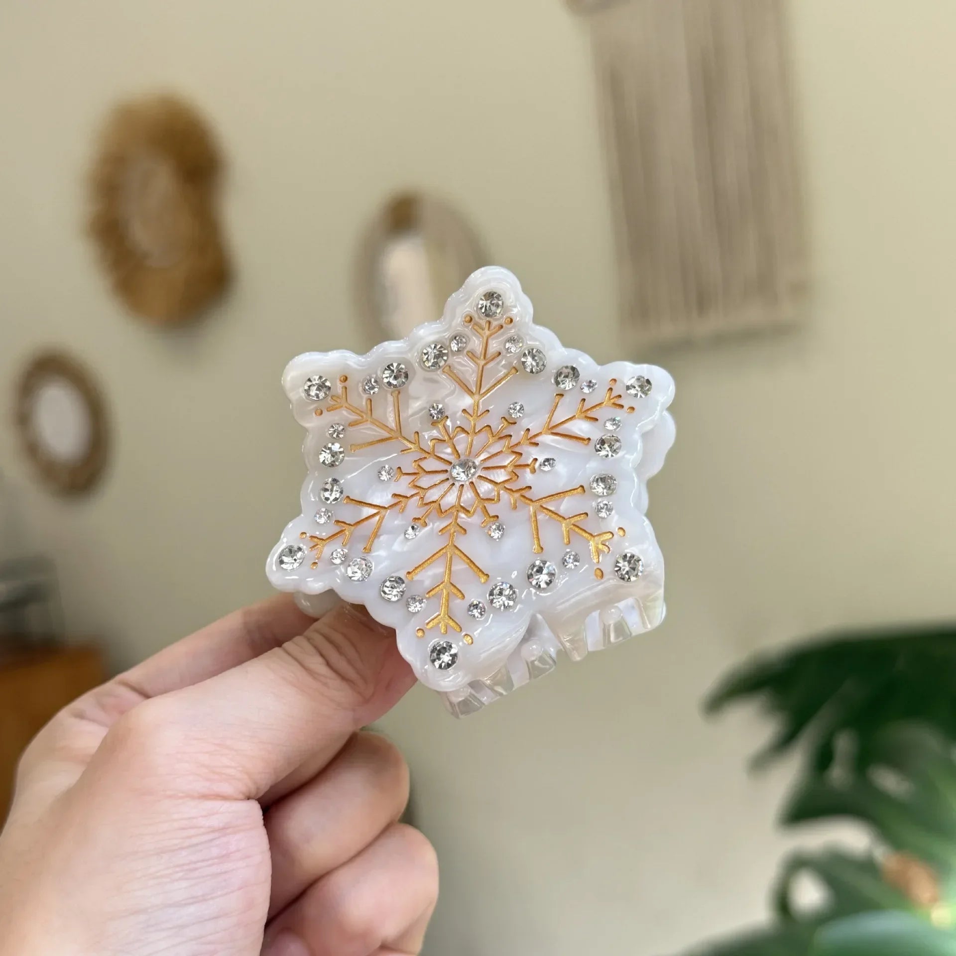 2025 NEW Winter Christmas Series Hair Claw Acetate Claw Clips Rhinestone Snowflake Hair Clips Hair Accessories for Women Girls