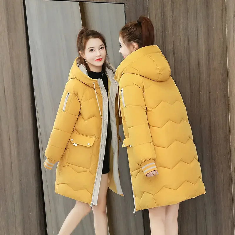 Winter Women Jacket Coats Long Parkas Female Down Cotton Hooded Overcoat Thick Warm Jackets Windproof Casual Student Coat