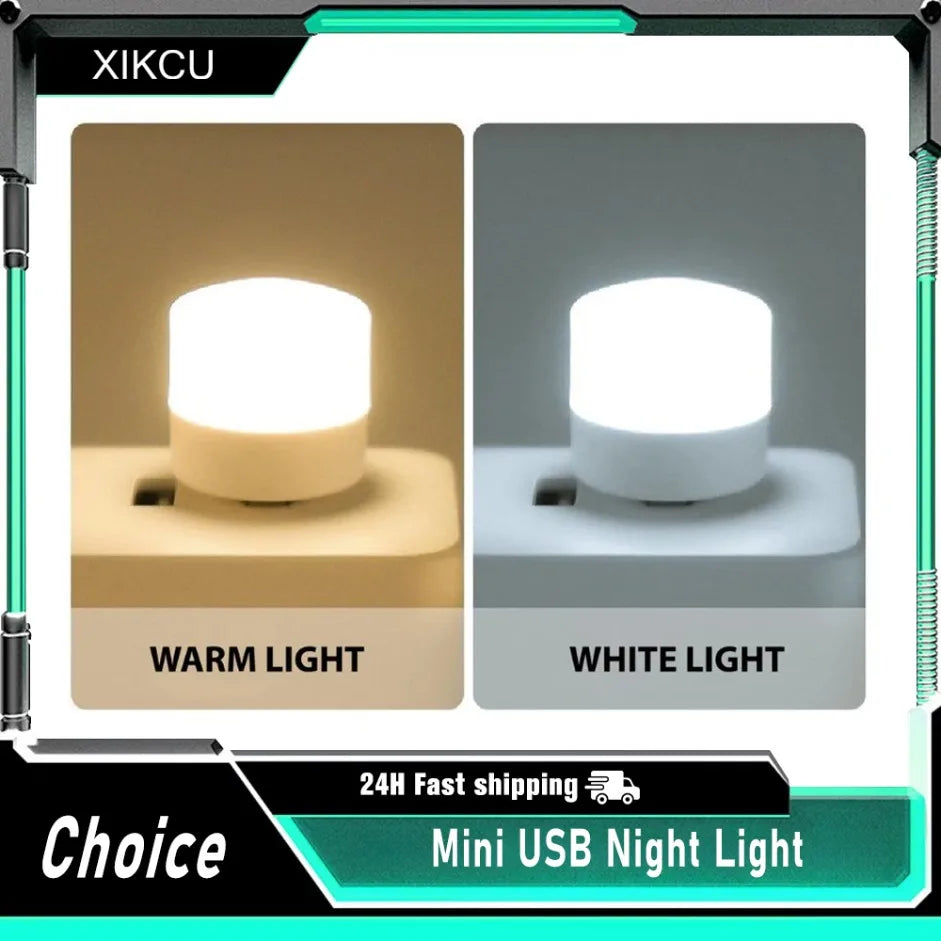 1/10Pcs Mini USB Night Light Warm White Eye Protection Book Reading Light USB Plug Computer Mobile Power Charging LED Night Lamp