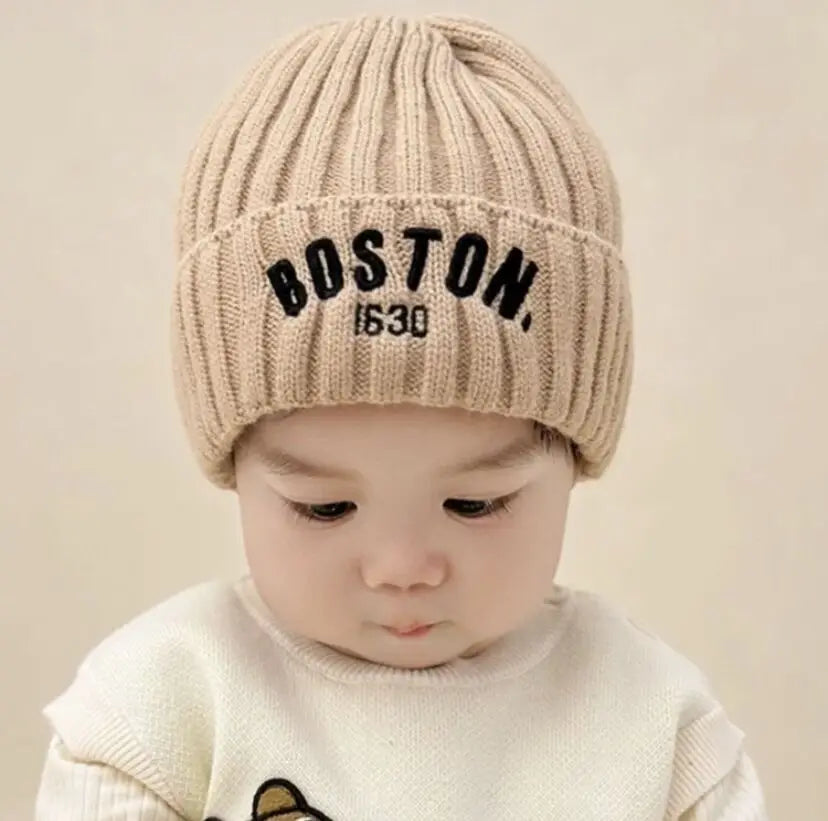 Winter Baby Hat Fashion Letter Pattern Knit Beanie Warm Cap for Infant Newborn Cold Weather Beanie Kid Accessories