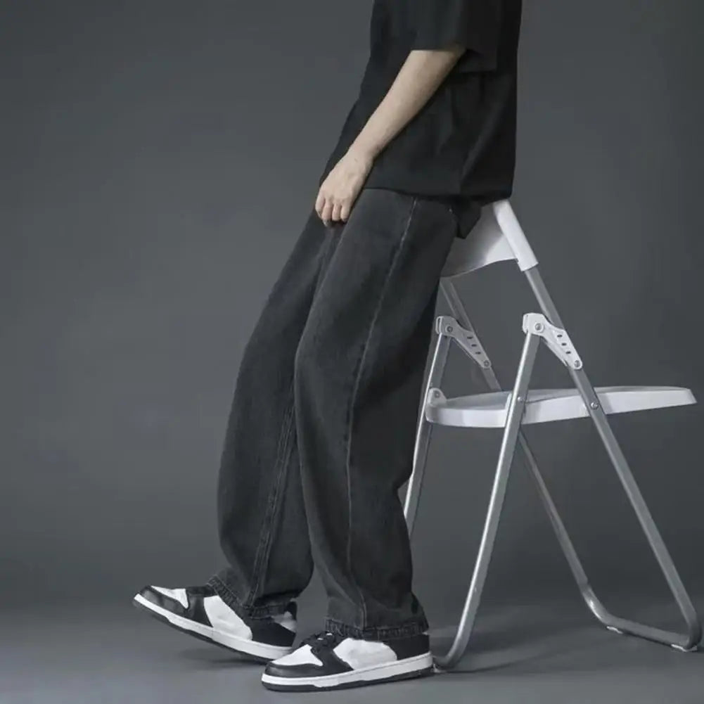 Straight-legged Men Jeans Men Denim Overalls Men's Wide Leg Baggy Jeans Retro Streetwear Fashion for Outdoor Travel Korean Style