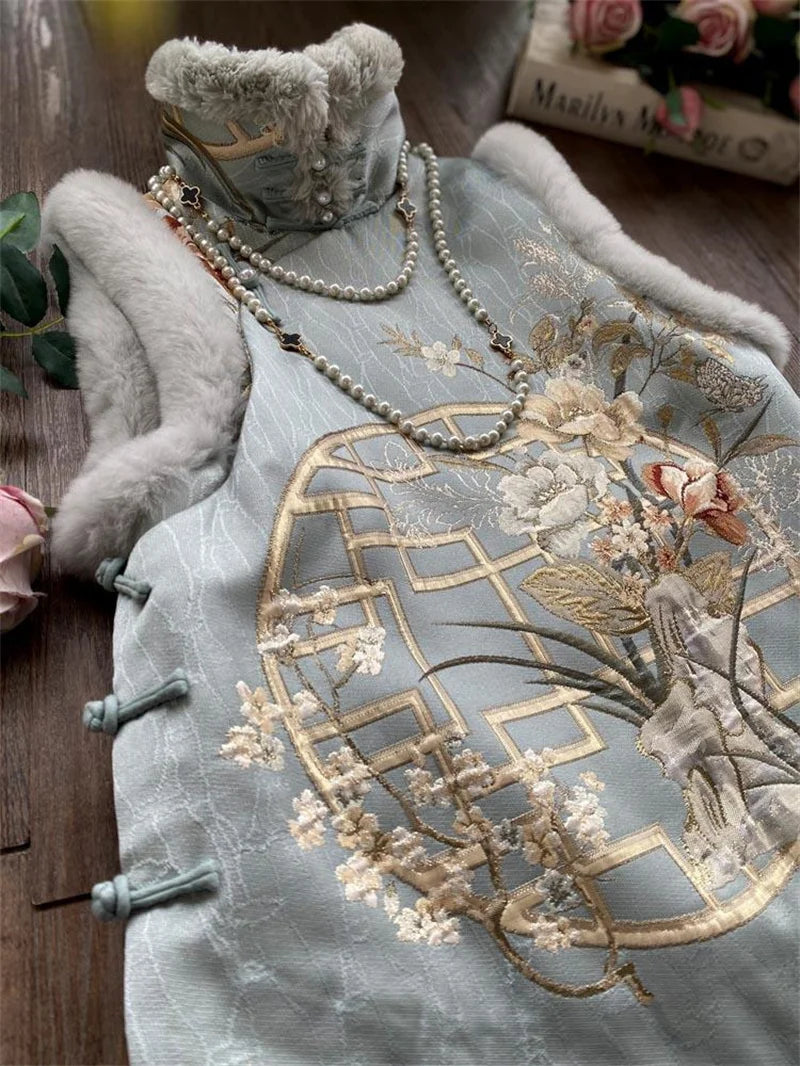 Women's Jackets Women's Vest  National Tide Cheongsam Vest Girl Retro Chinese Style Chinese Cotton Tang Suit Jacket Winter Style