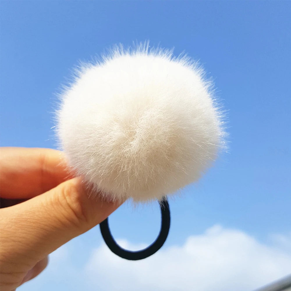 Winter Lovely Hair Ties Pompom  Hairband  Hair Rope Ponytail Holder Hair Accessories Pompom Rubber Band