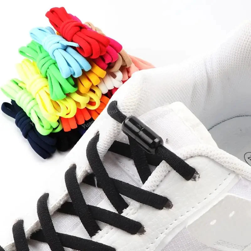 No Tie Shoelaces Semicircle Elastic Shoe Laces For Kids and Adult Sneakers Shoelace Quick Lazy Metal Lock Laces Shoe Strings