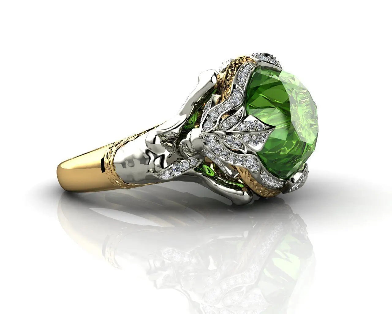 14K Yellow Gold Natural Emerald Gemstone Ring for Women Fine Anillos De Anel Bijoux Femme Jewellery Bizuteria 14K Gold Jade Ring