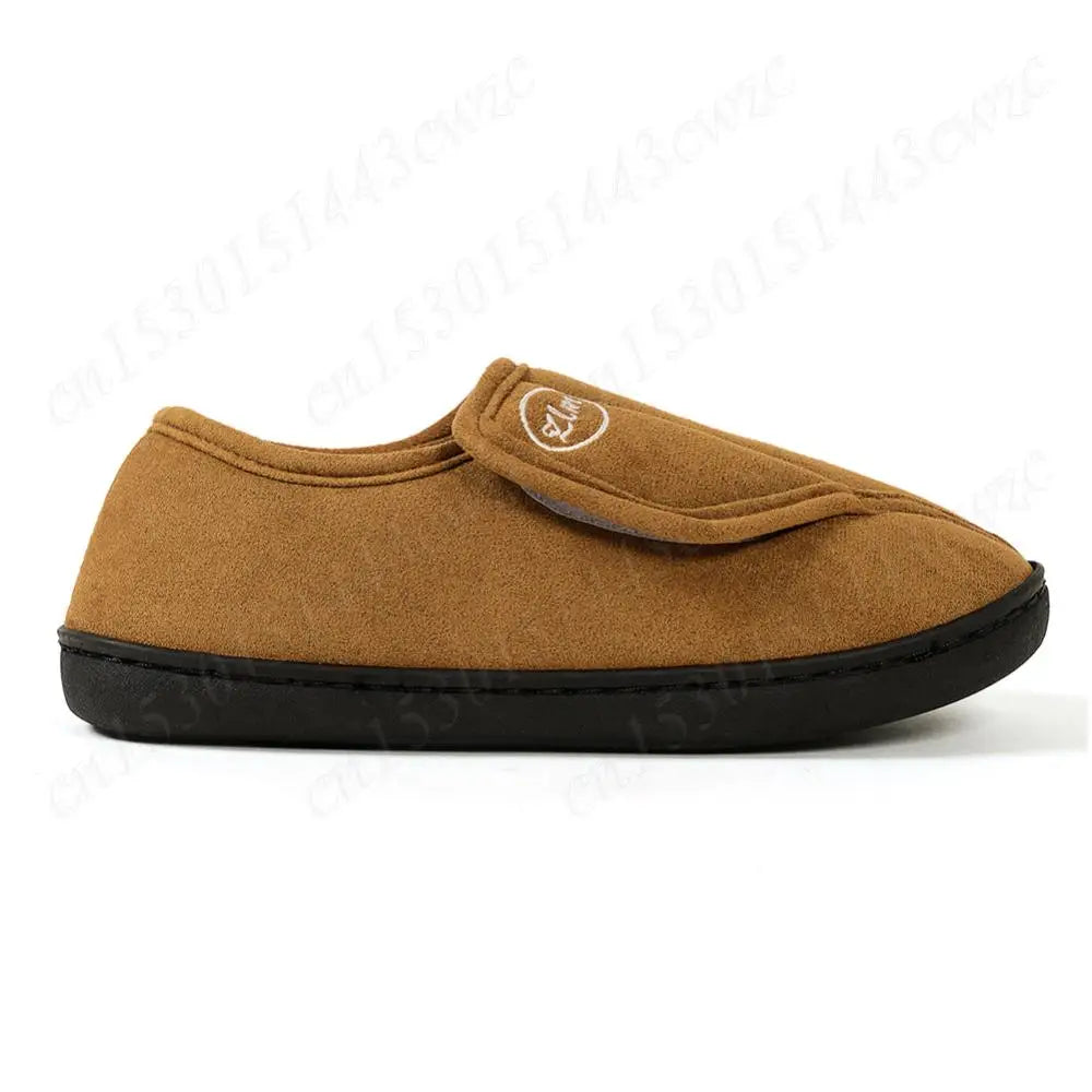 House Shoes for Men Suede Leather Slippers Non-Slip Slip-on Shoes Comfy Warm Plush Indoor/Outdoor for Diabetic Swollen Feet