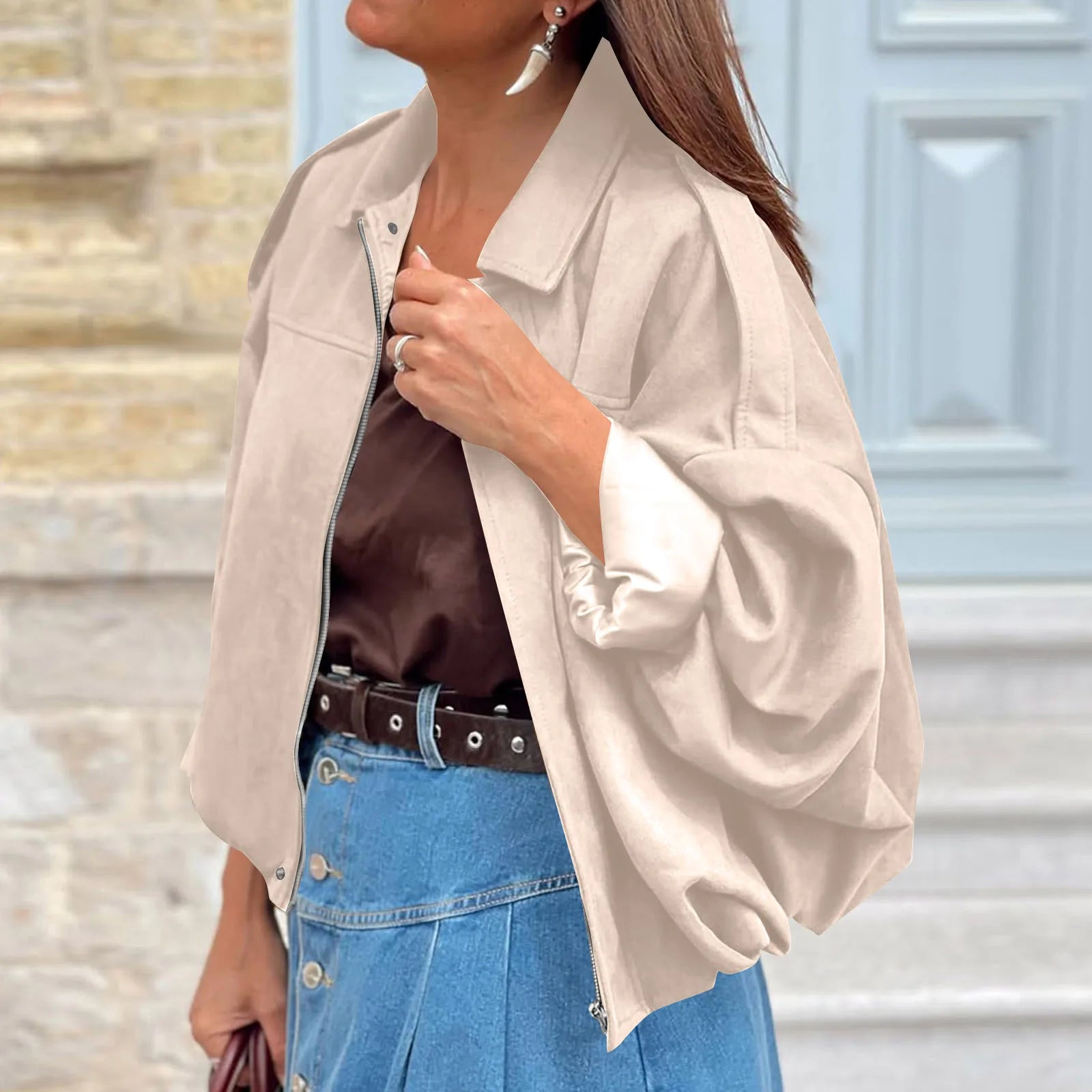 Women's Jackets Coat Fashion Turn-down Collar Long Sleeve Loose Coats Vintage Female Outerwear Chic Street Youth Jackets Tops