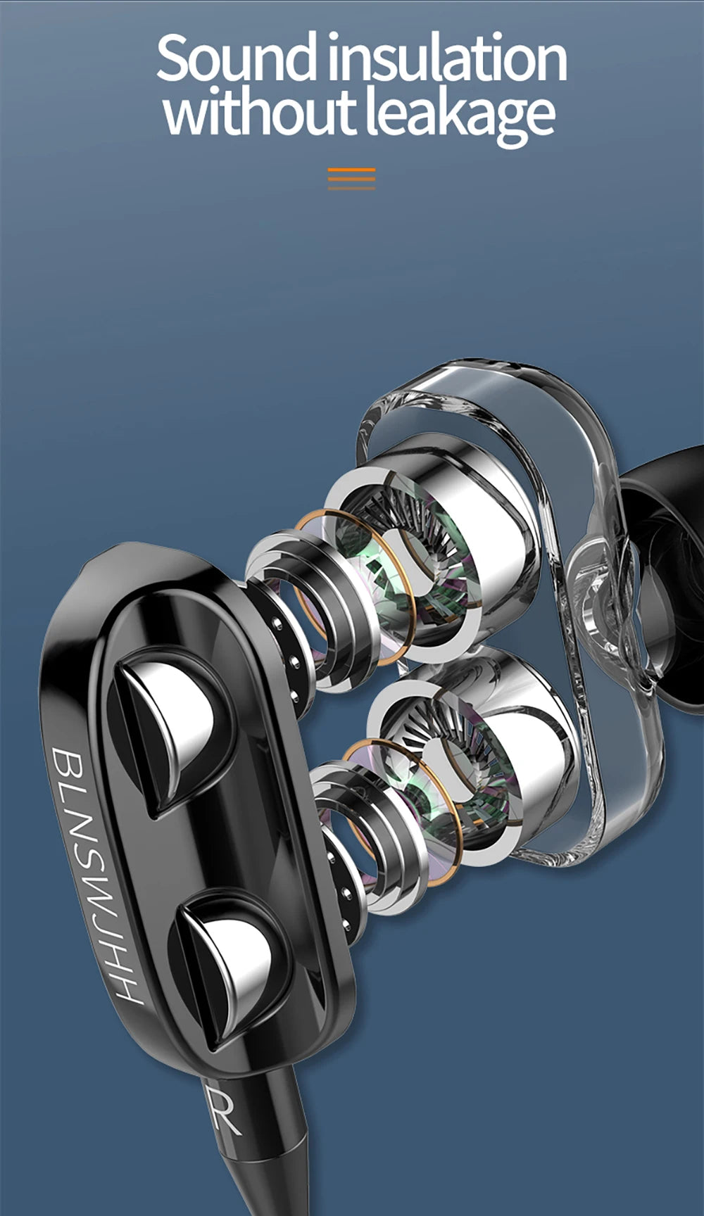 3.5mm Wired Headphones Noise Canceling In-Ear Sports Earphone Dual Driver Bass Stereo Gaming Headset HiFi Music Earbuds With Mic