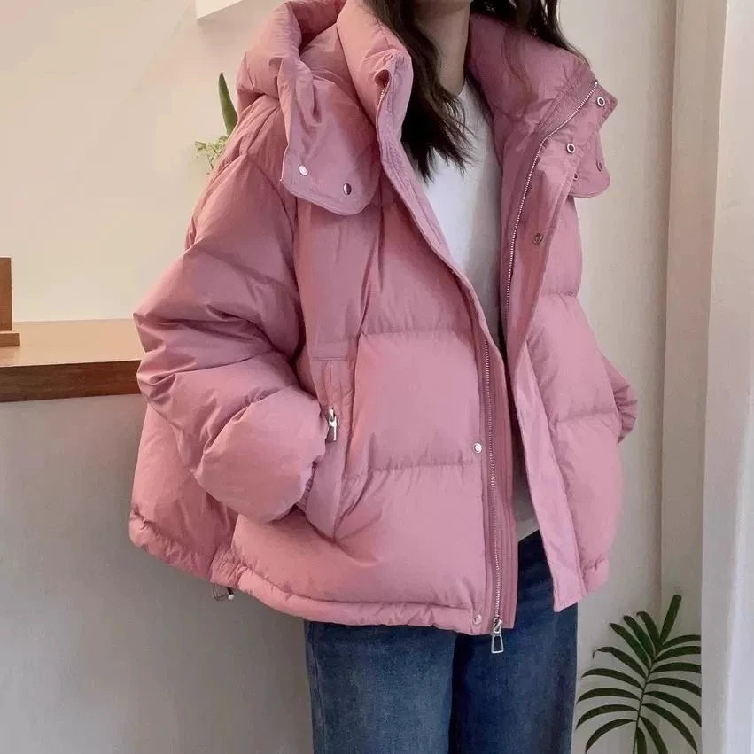 Women Autumn Winter Short Down Jacket 2025 New Plus Size Loose Cotton Padded Jacket Women Hooded Warm Casual Jacket Women Parkas