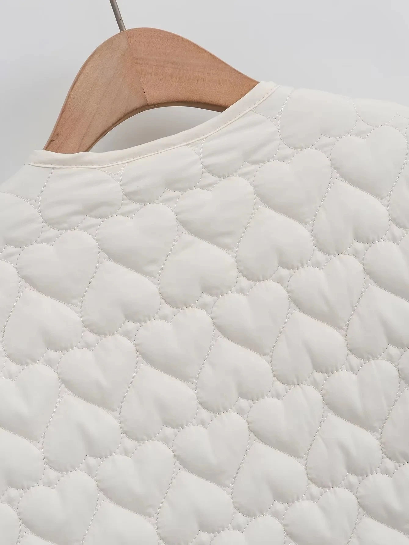 Women Heart Padded Jackets Autumn Winter Long Sleeve Round Neck Coats Solid Color Outerwear Female Warm Parkas Chic Streetwear