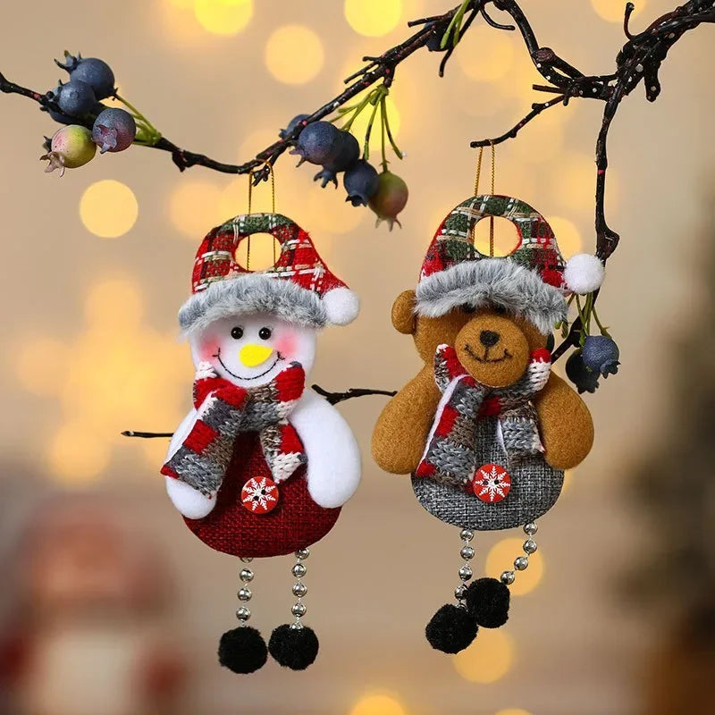 Christmas Hanging Doll Ornaments Cartoon Santa Cluas Snowman Elk Bear Xmas Tree Pendants Noel Natal Merry Christma Decor 2024