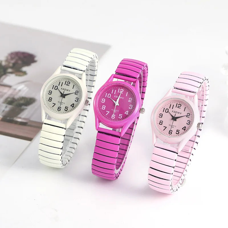 Fashion Watches for Women Stainless Steel Elastic Band Watch Black White Gold Pink Retro Ladies Bracelet Watch Reloj Mujer