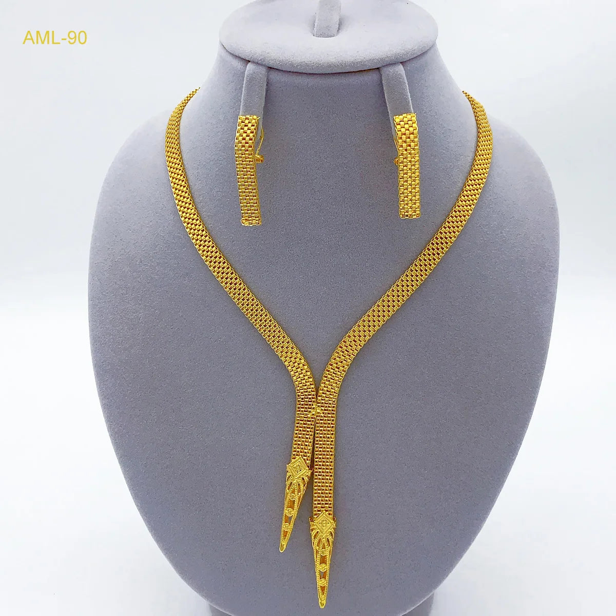 Dubai 24K Gold Plated Necklace Earrings Jewelry Set For Women Nigeria Indian African Bridal Wedding Party Gifts Jewellery