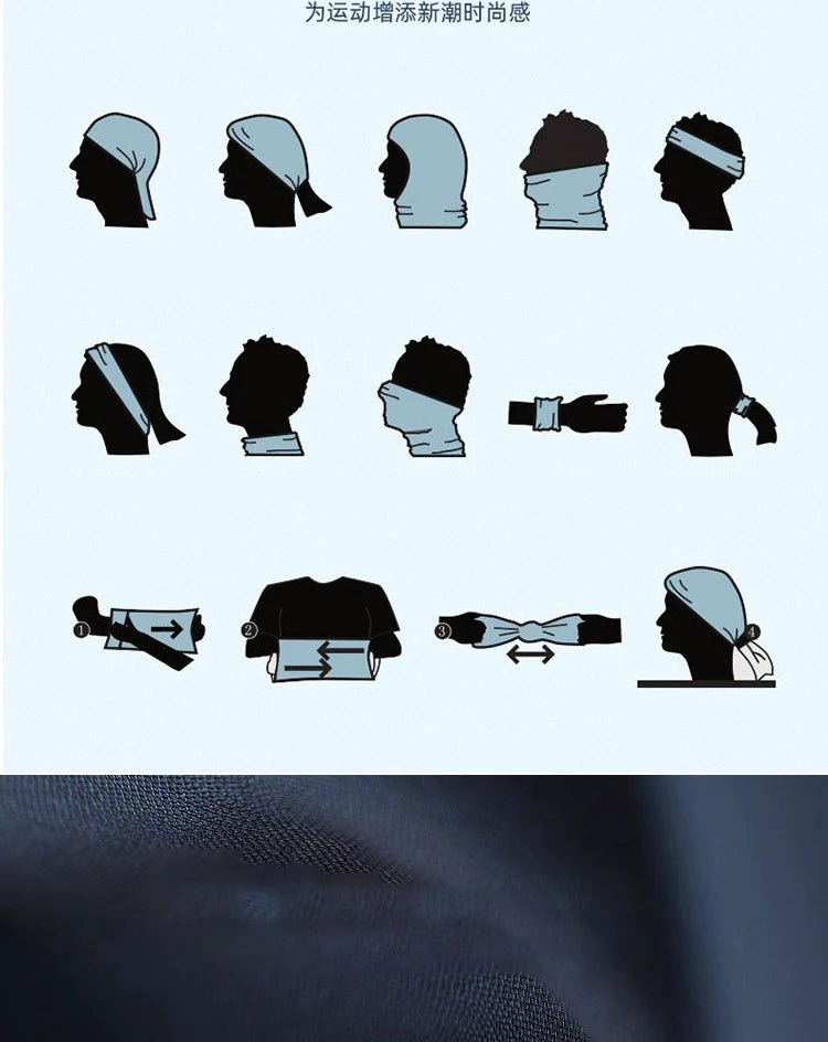 Summer Men Mask Full Face Bicycle Neckerchief Cycling Bandana UV Protection Mask Breathable Ice Silk Outdoor Hanging Ear Scarf